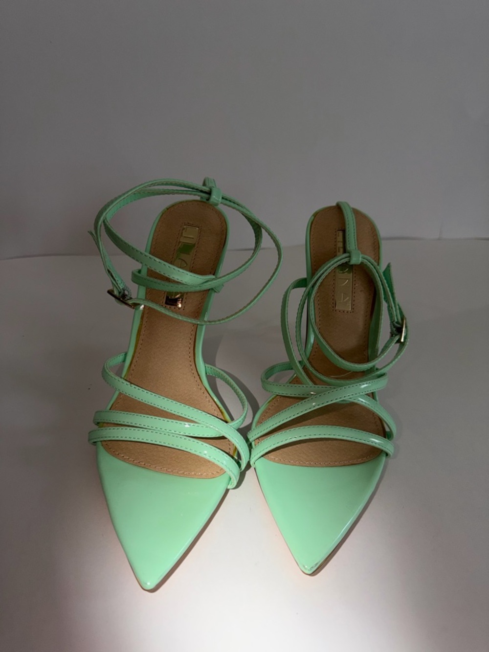 Mint Green Pointed Toe Strappy Heels